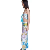 Pezaique Mosaic-Print Flowy Wide-Leg Pants