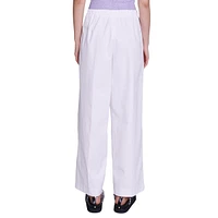 Popine Cotton Wide-Leg Pleated Pants