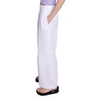 Popine Cotton Wide-Leg Pleated Pants