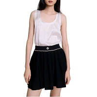 Jagot Ruffled A-Line Logo Knit Mini Skirt