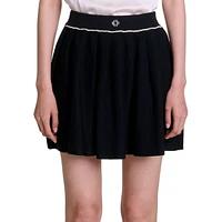 Jagot Ruffled A-Line Logo Knit Mini Skirt