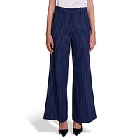 Pivano Wool-Blend Pinstriped Wide-Leg Trousers