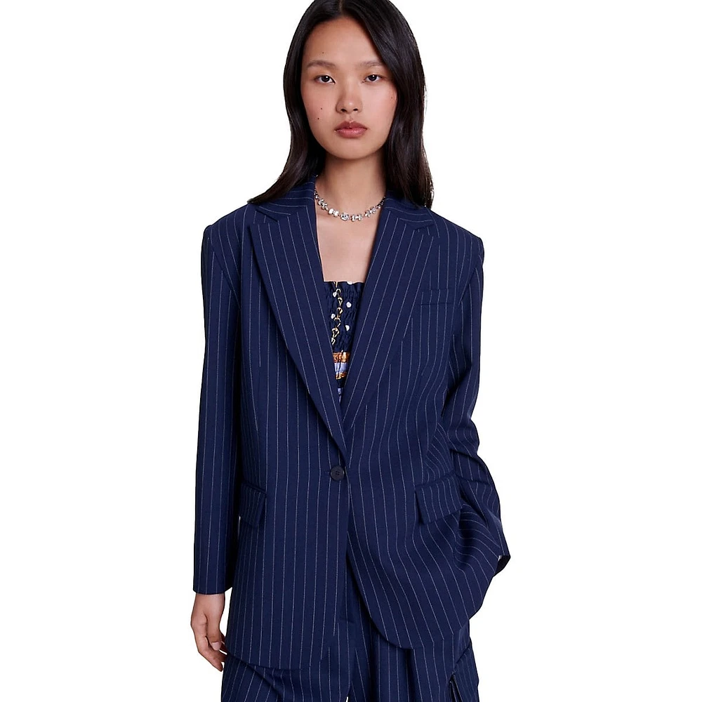 Vivaldo Pinstriped Wool-Blend Blazer