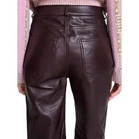 Plutoma Leather Wide-Leg Jeans