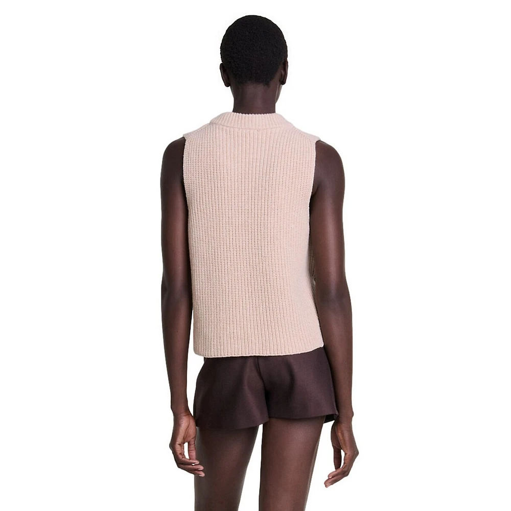 Manchy Chunky Ribbed Wool Sleeveless Sweater