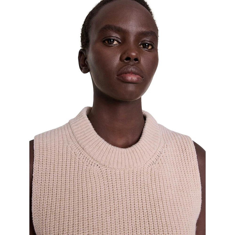 Manchy Chunky Ribbed Wool Sleeveless Sweater