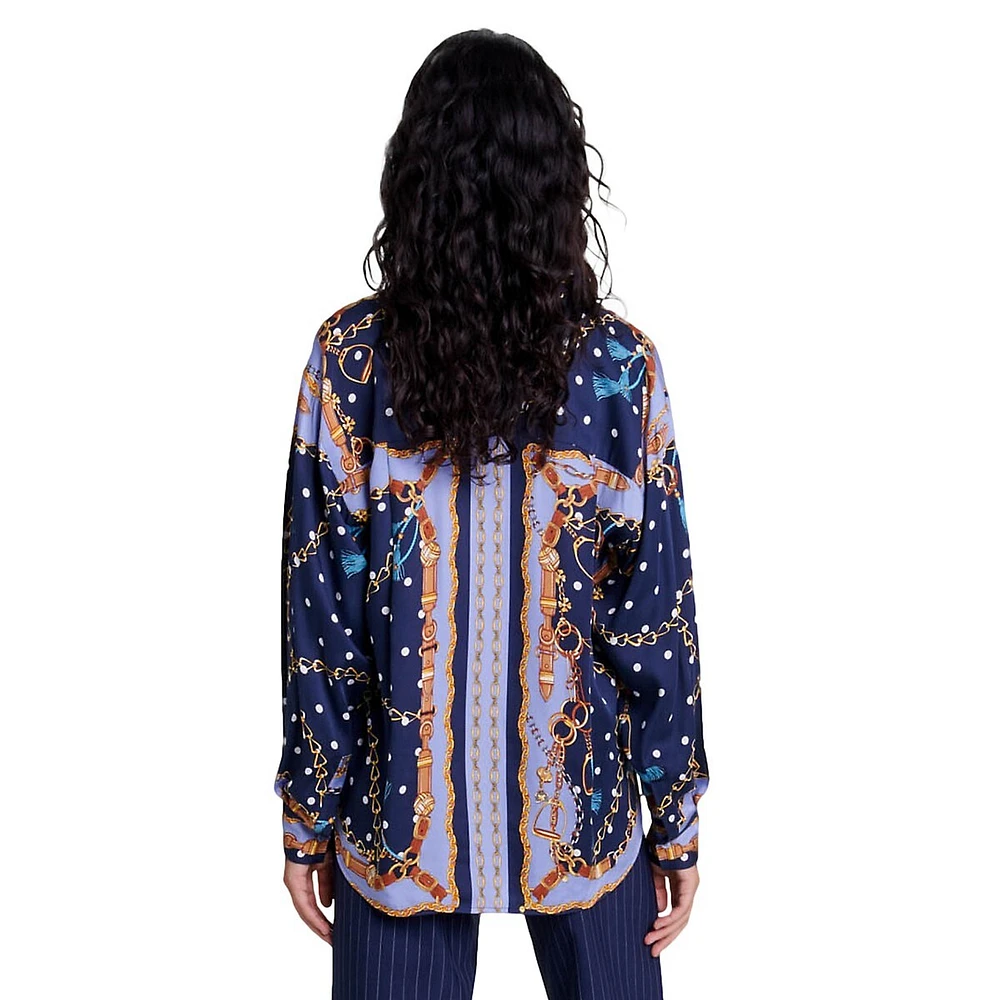 Cechaine Scarf-Print Shirt