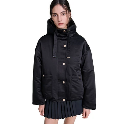 Gaufre Hooded Satin Parka