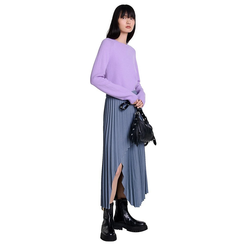 Julioly Asymmetrical Pleated Midi Skirt