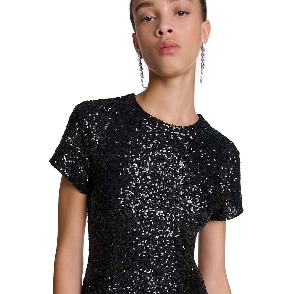 Radora Sequin Skater Dress