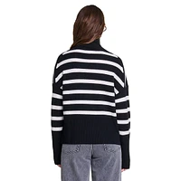 Marinea Cashmere Half-Zip Striped Sweater