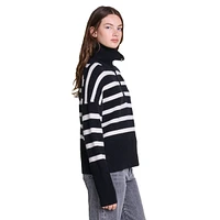 Marinea Cashmere Half-Zip Striped Sweater