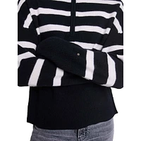 Marinea Cashmere Half-Zip Striped Sweater