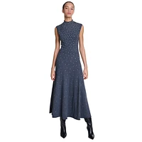 Ristrassy Embellished Sleeveless Fit-&-Flare Dress