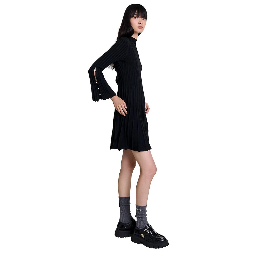 Raffie Mini Rib-Knit Sweater Dress