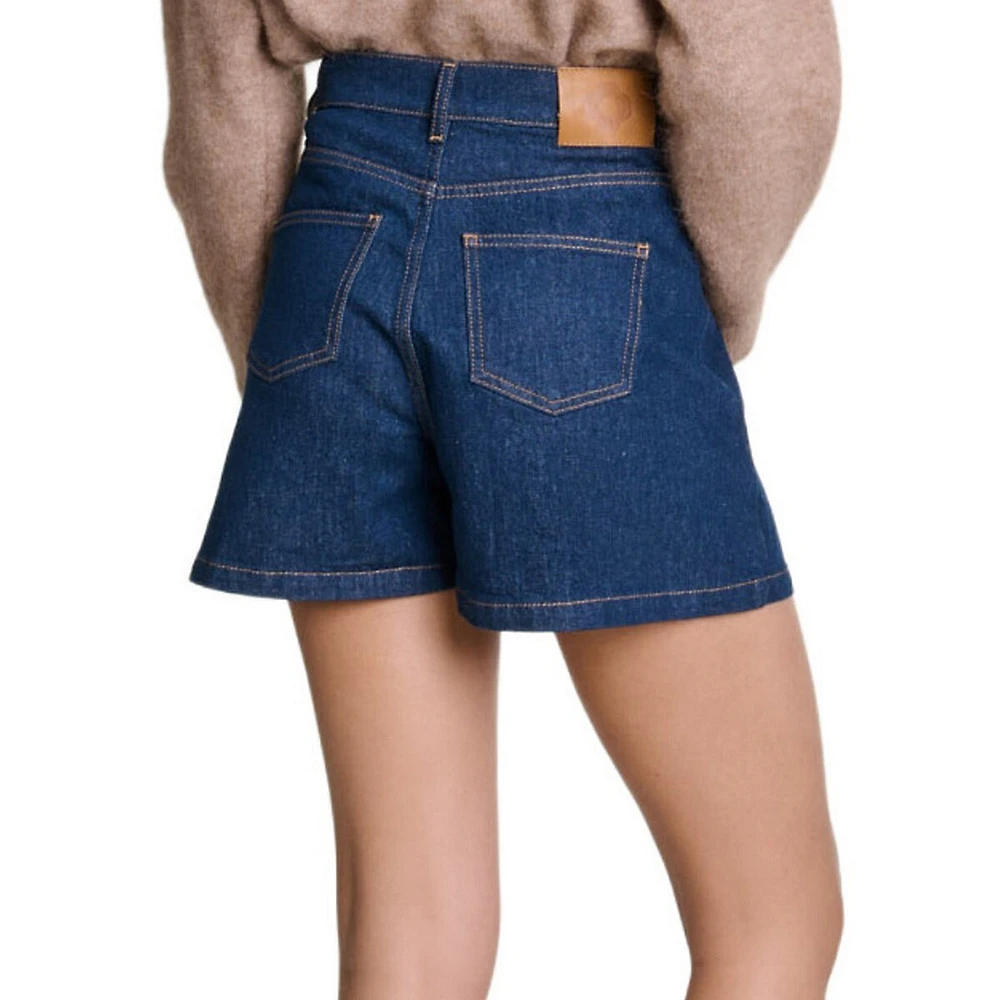 Ily Button-Front Denim Skort