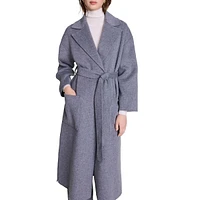 Giny Wool-Blend Notch Wrap Coat