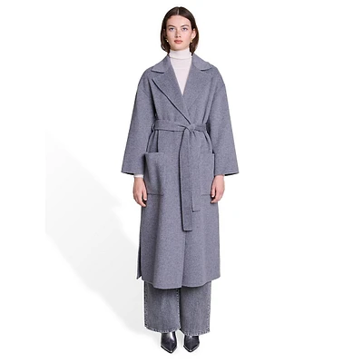 Giny Wool-Blend Notch Wrap Coat