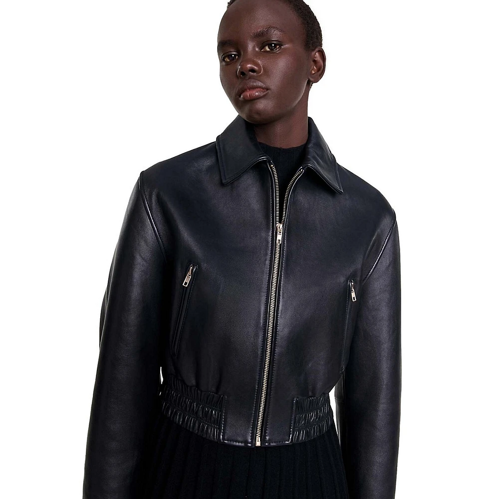 Basaly Cropped Leather Jacket