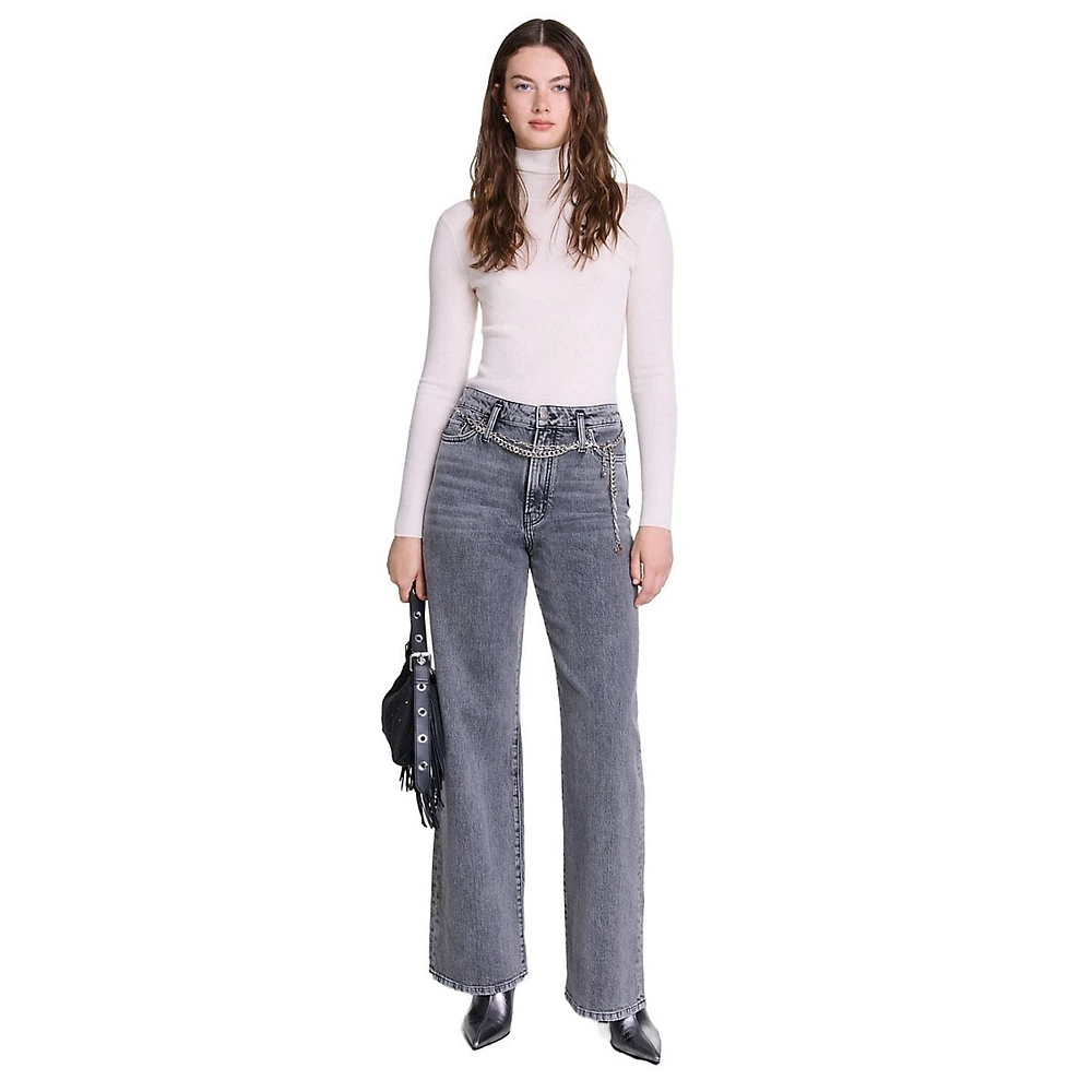 Pantigrey Chain-Belt Wide-Leg Jeans