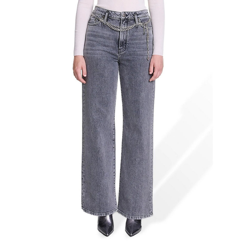 Pantigrey Chain-Belt Wide-Leg Jeans