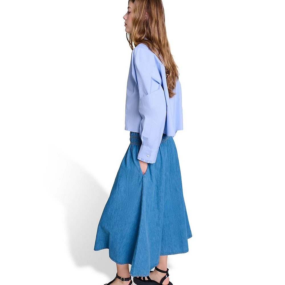 Junim Smoked Denim Midi Skirt