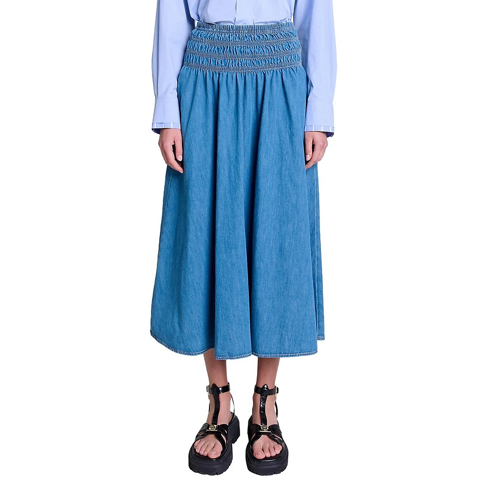 Junim Smoked Denim Midi Skirt