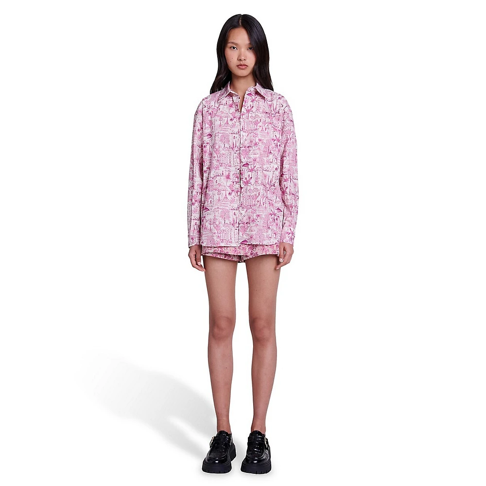 Cipunano Oversized Patterned Poplin Shirt