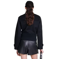 Blopita Wool-Blend Ribbed-Waist Short Jacket