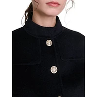 Blopita Wool-Blend Ribbed-Waist Short Jacket