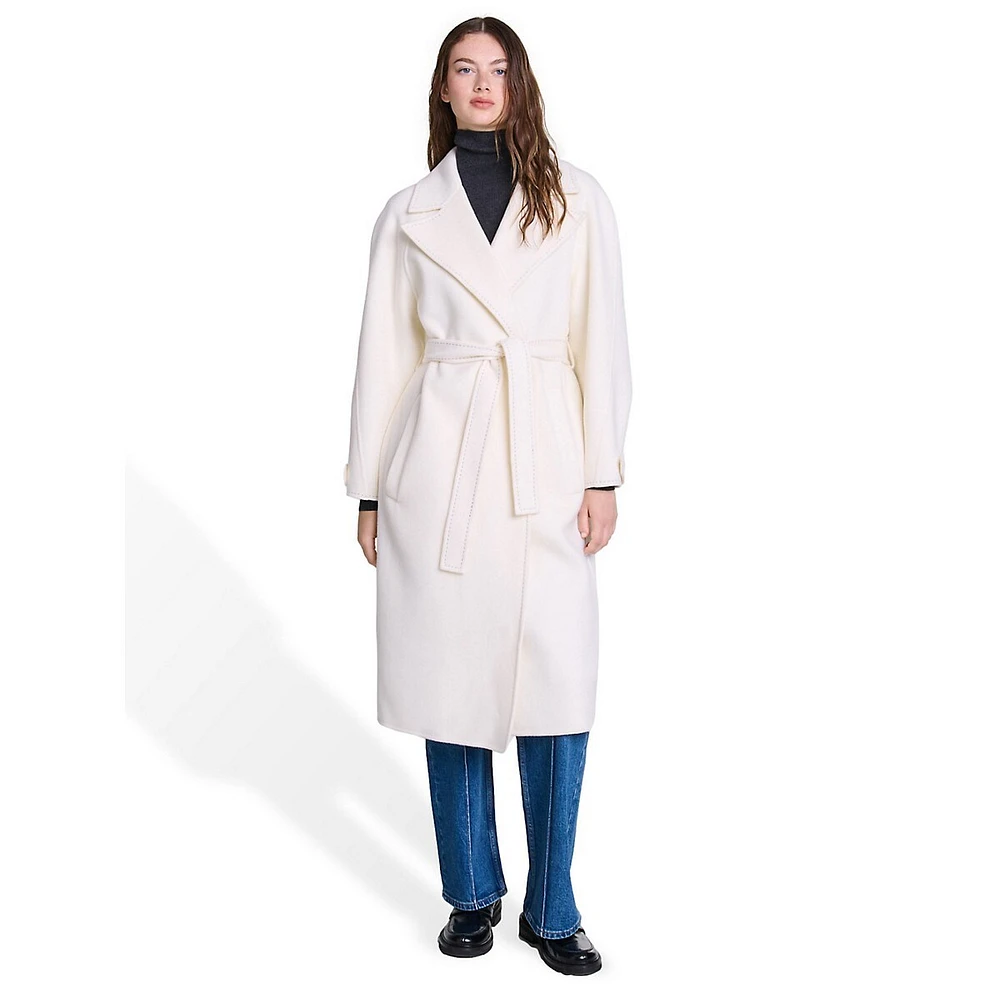 Gimajy Wool-Blend Notch Wrap Coat