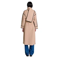 Scarf-Neck Wool-Blend Coat