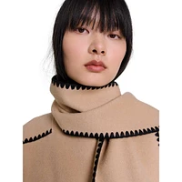 Scarf-Neck Wool-Blend Coat