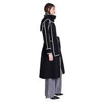 Scarf-Neck Wool-Blend Coat