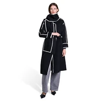 Scarf-Neck Wool-Blend Coat