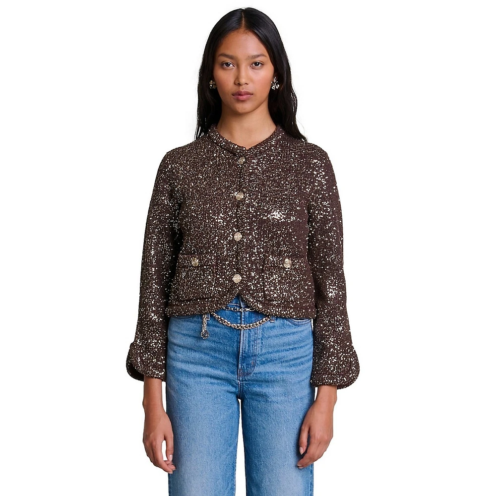 Maillette Sequin Knit Cardigan