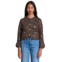 Maillette Sequined-Knit Long Split-Sleeve Cardigan