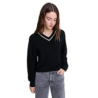 Milenevy Rhinestone-Trim Wool & Cashmere Sweater