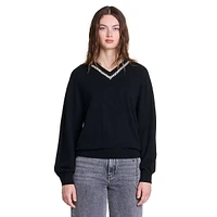 Milenevy Rhinestone-Trim Wool & Cashmere Sweater