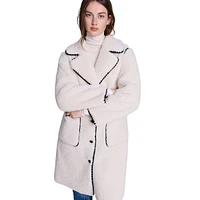 Galipa Contrast-Stitch Faux Shearling Coat