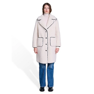 Galipa Contrast-Stitch Faux Shearling Coat