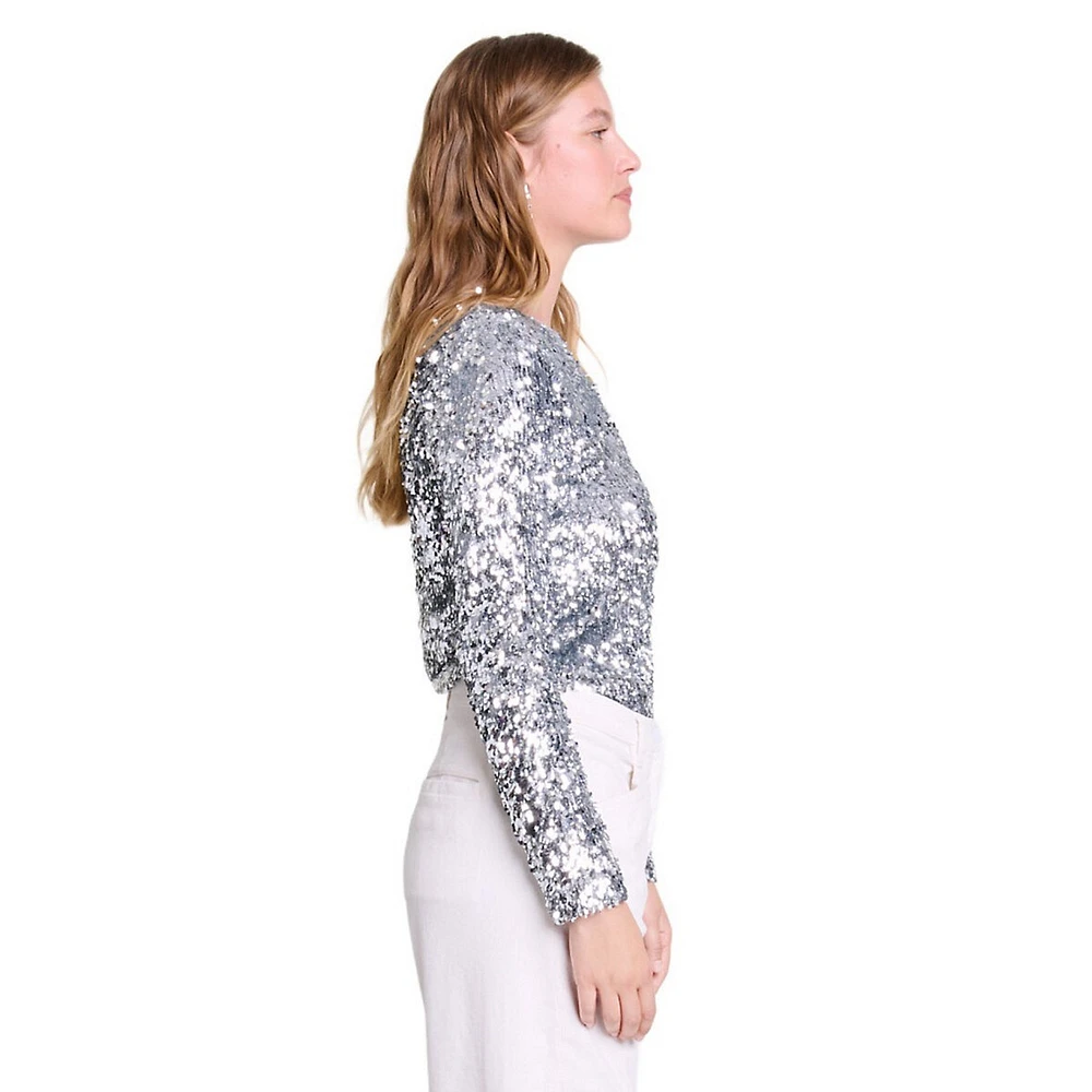 Livka Metallic Sequin Top