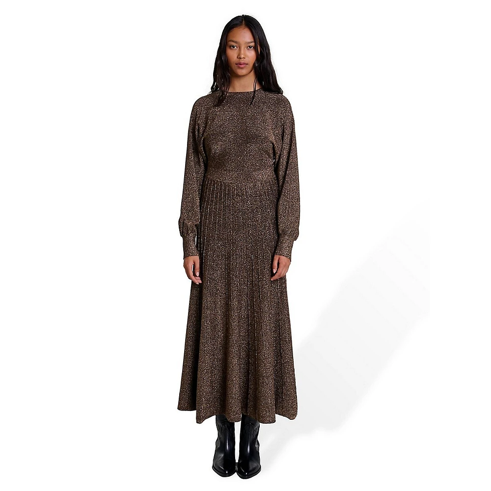 Rillante Sparkle-Knit Fit-&-Flare Sweater Dress