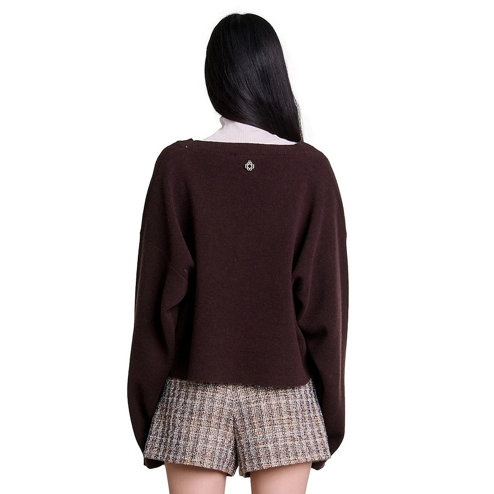 Mulany Cropped V-Neck Sweater