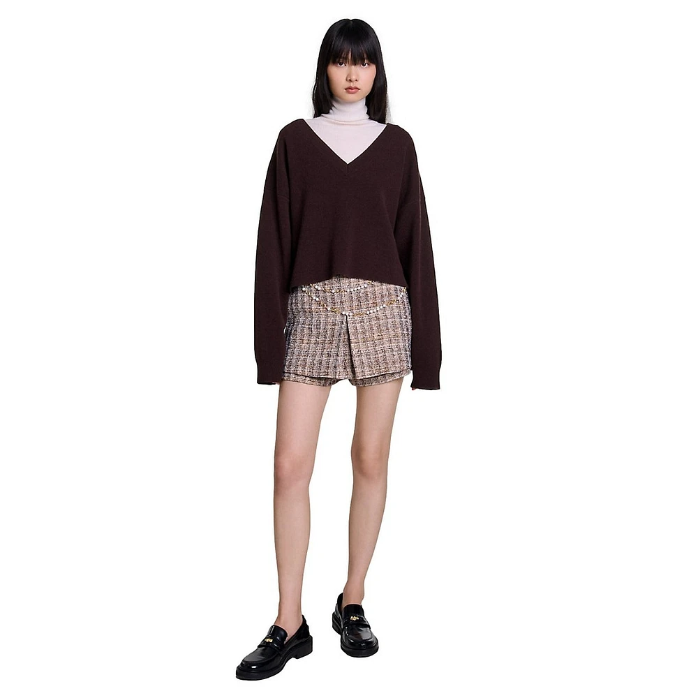 Mulany Cropped V-Neck Sweater