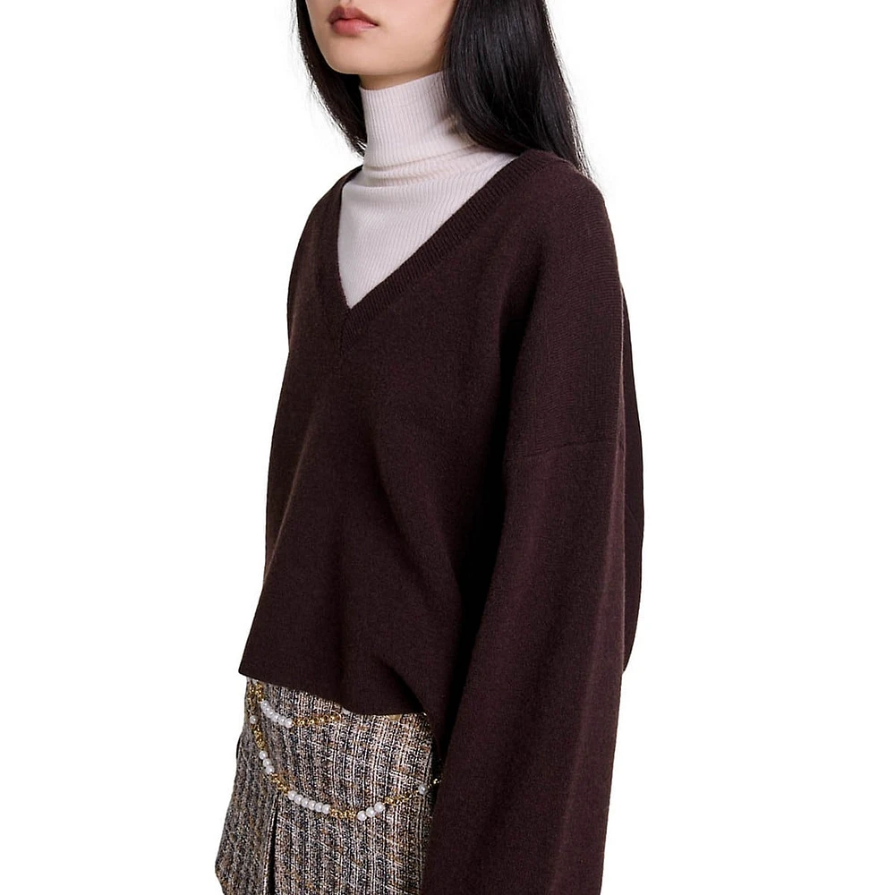 Mulany Cropped V-Neck Sweater