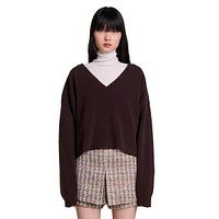 Mulany Cropped V-Neck Sweater