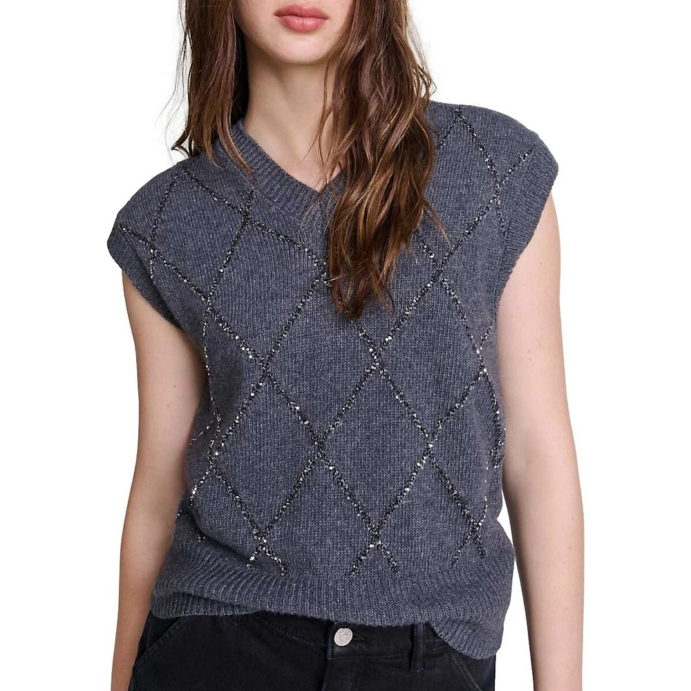 Mipa Wool-Blend Diamond-Motif Sweater Vest