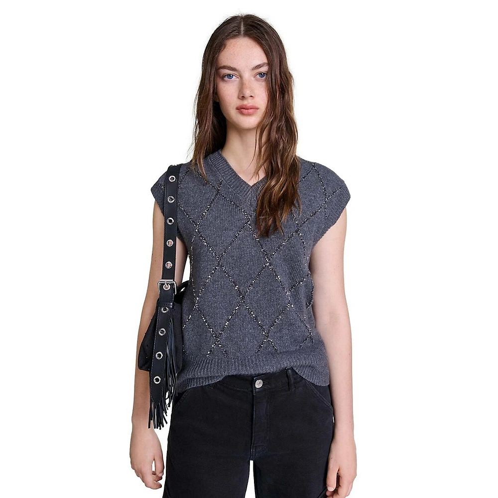 Mipa Wool-Blend Diamond-Motif Sweater Vest