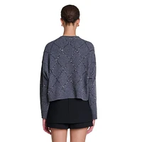 Mipou Wool-Blend Diamond-Motif Cardigan